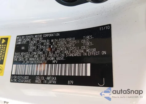 2011 Lexus Rx 350 z USA, uszkodzony, nr VIN JTJZK1BA1B2004219